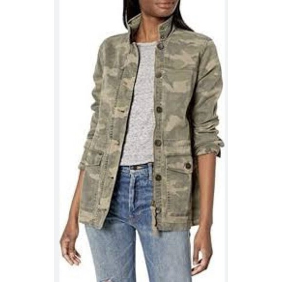 Lucky Brand Women's Long Sleeve Button Up Camo Printed Utility Jacket Sz Medium - Picture 1 of 6